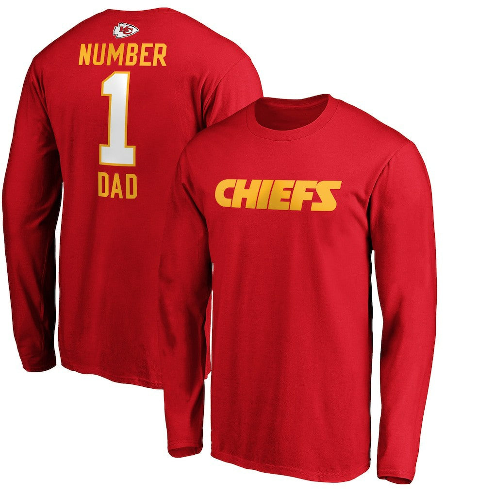 Kansas City Chiefs #1 Dad Long Sleeve Team Logo T-Shirt - Red T-shirts