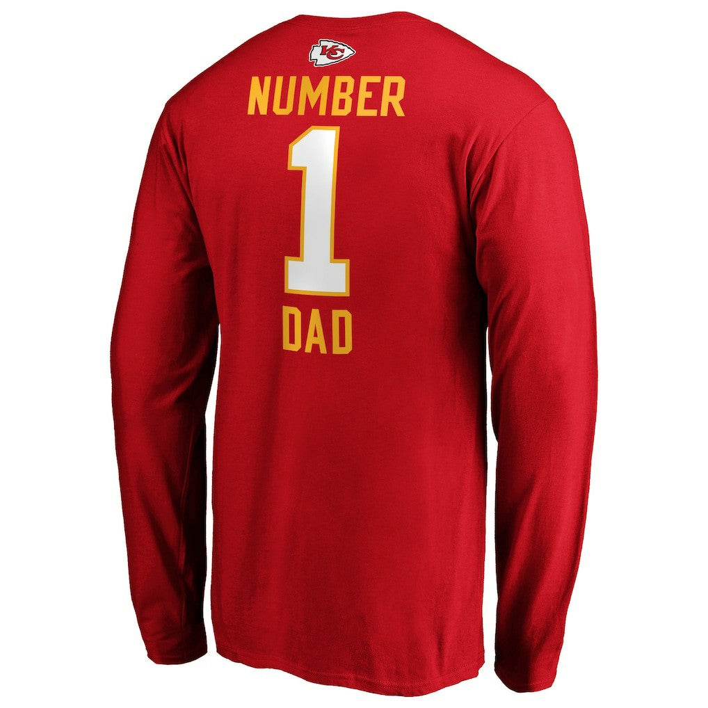 Kansas City Chiefs #1 Dad Long Sleeve Team Logo T-Shirt - Red T-shirts