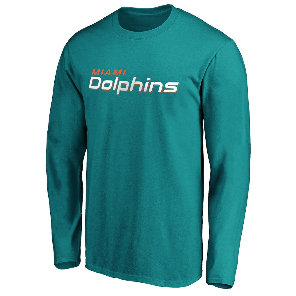 Miami Dolphins #1 Dad Long Sleeve Team Logo T-Shirt - Aqua T-shirts