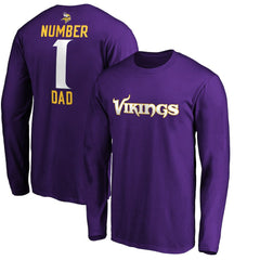 Minnesota Vikings #1 Dad Long Sleeve Team Logo T-Shirt - Purple T-shirts
