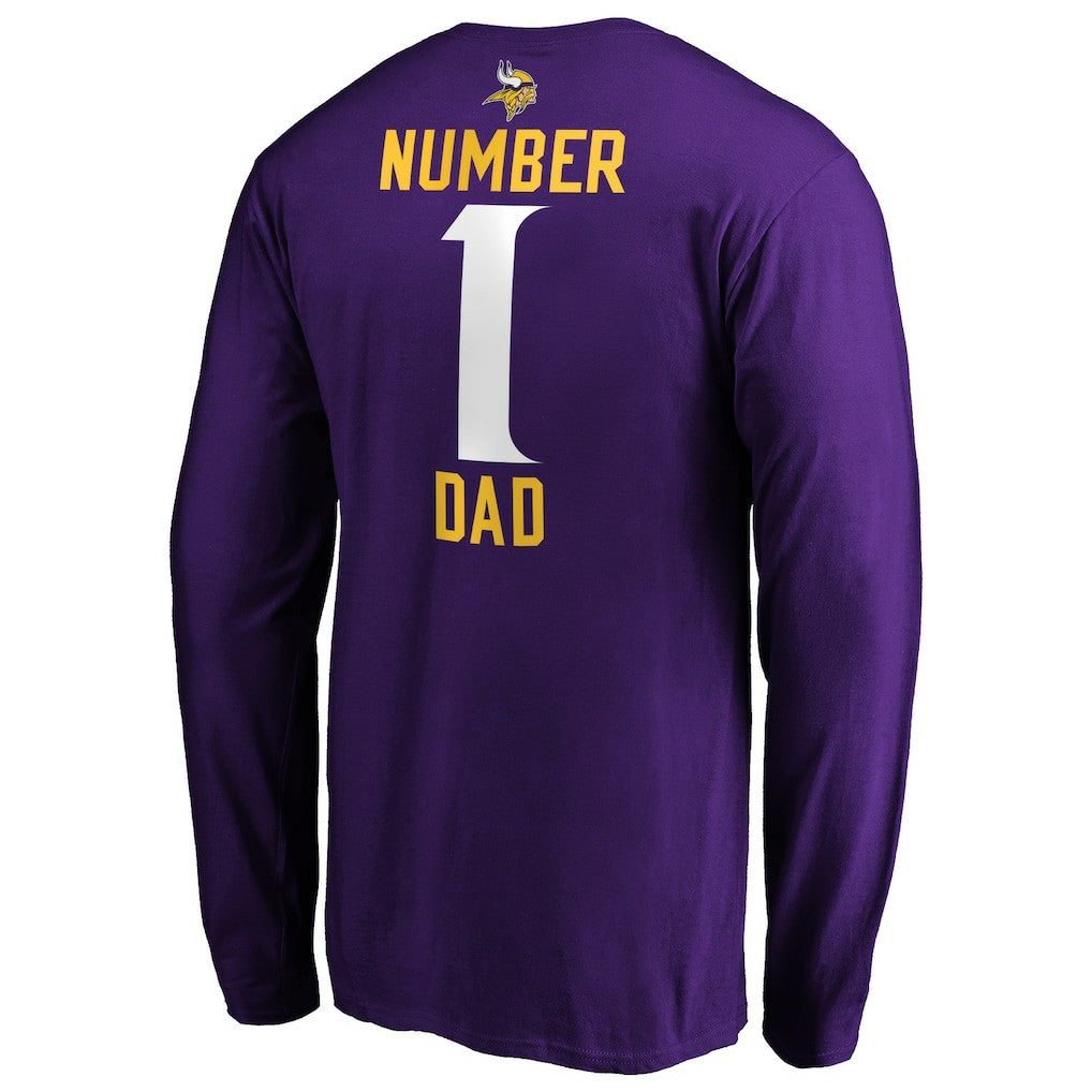 Minnesota Vikings #1 Dad Long Sleeve Team Logo T-Shirt - Purple T-shirts