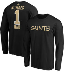 New Orleans Saints #1 Dad Long Sleeve Team Logo T-Shirt - Black T-shirts