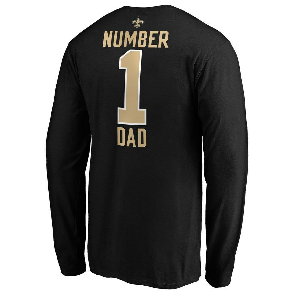 New Orleans Saints #1 Dad Long Sleeve Team Logo T-Shirt - Black T-shirts