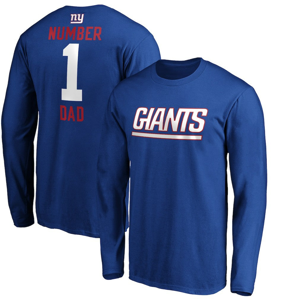 New York Giants #1 Dad Long Sleeve Team Logo T-Shirt - Royal T-shirts