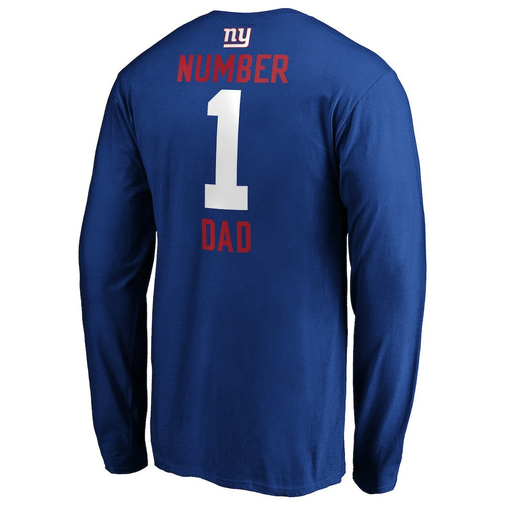 New York Giants #1 Dad Long Sleeve Team Logo T-Shirt - Royal T-shirts