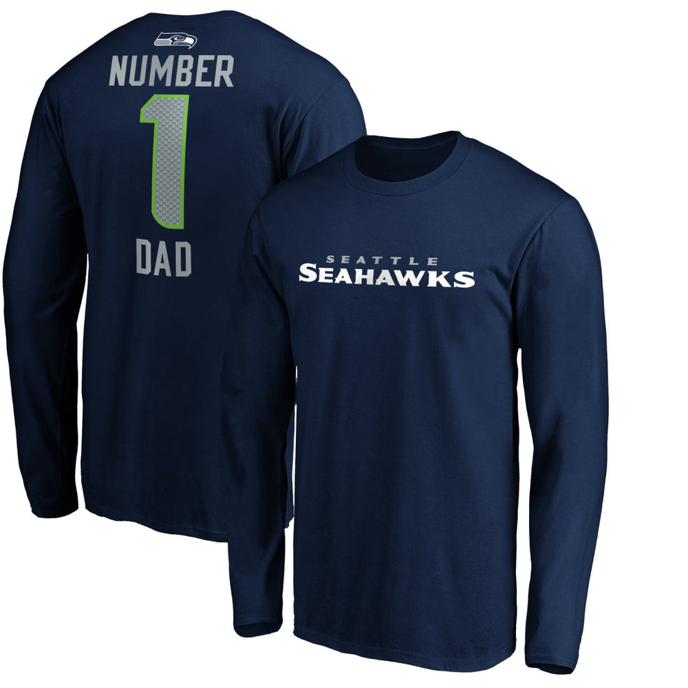 Seattle Seahawks #1 Dad Long Sleeve Team Logo T-Shirt - College Navy T-shirts