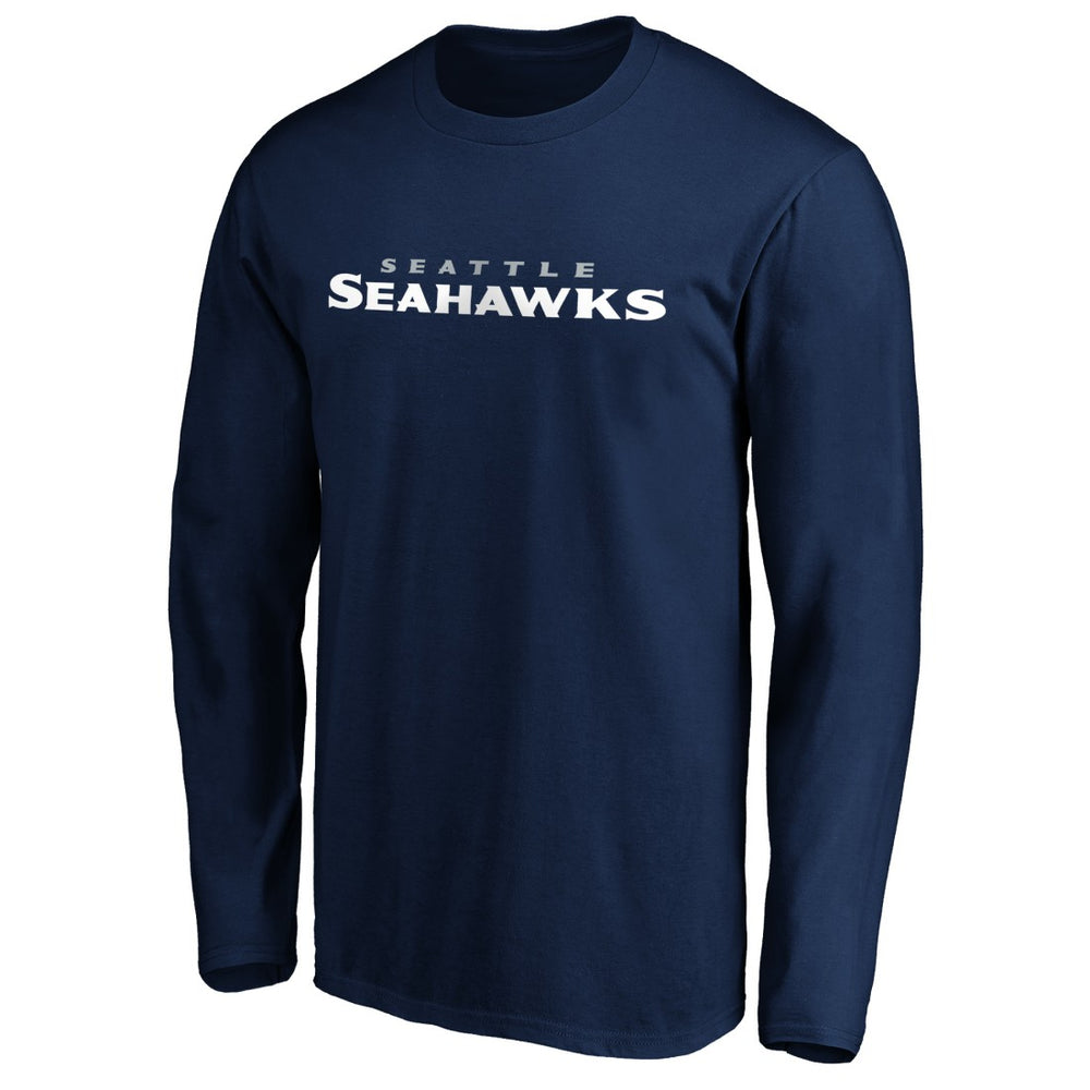 Seattle Seahawks #1 Dad Long Sleeve Team Logo T-Shirt - College Navy T-shirts