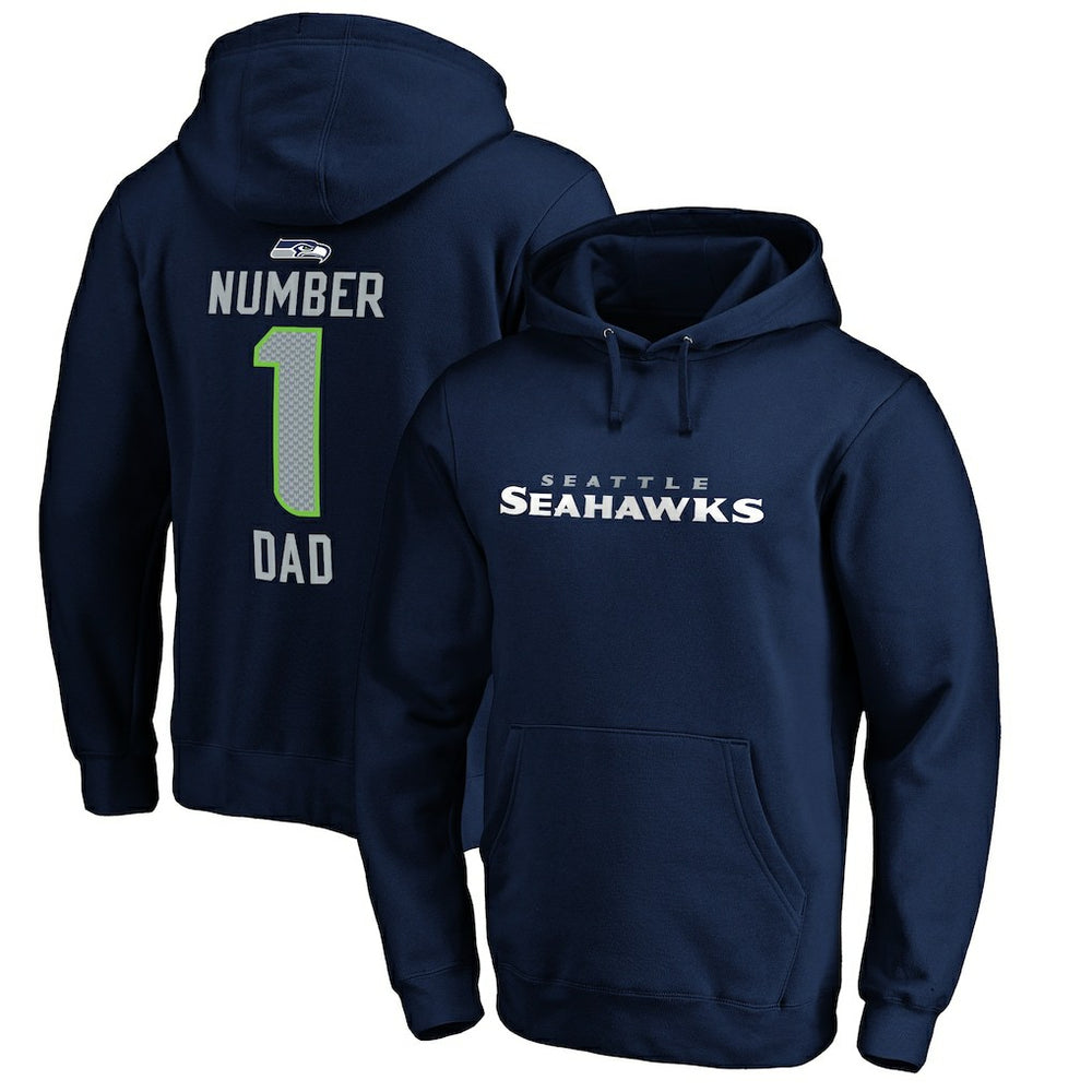 Seattle Seahawks #1 Dad Pullover Hoodie - Navy Hoodies