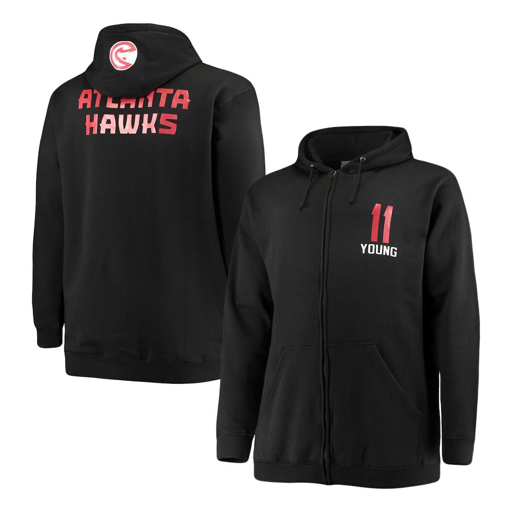 Trae Young Atlanta Hawks Big & Tall Player Name & Number Full-Zip Hoodie Jacket Black - Fanatics