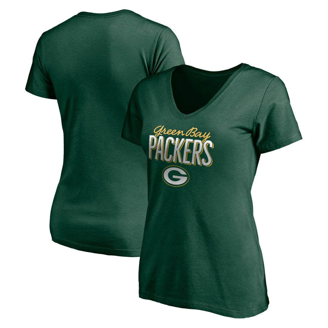 Green Bay Packers Women's Nostalgia V-Neck T-Shirt - Green T-shirts