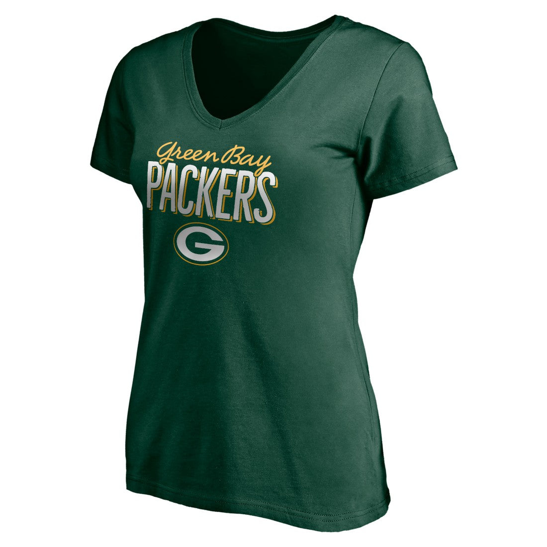 Green Bay Packers Women's Nostalgia V-Neck T-Shirt - Green T-shirts