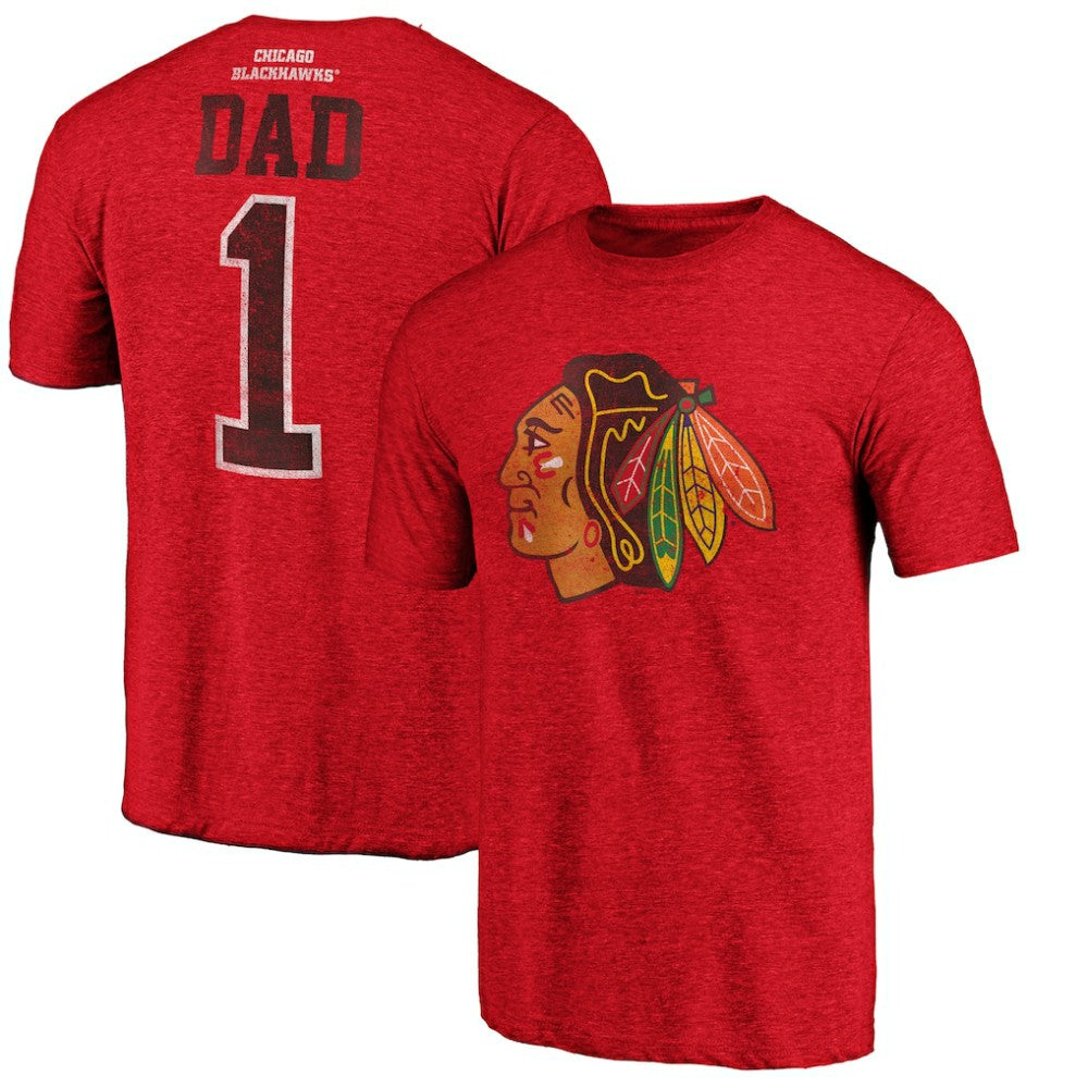 Chicago Blackhawks Greatest Dad Tri-Blend T-Shirt - Red | US 3990256
