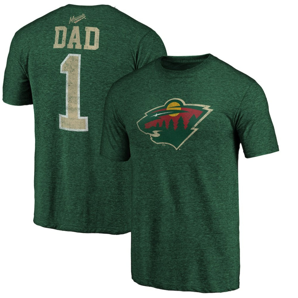 Minnesota Wild Greatest Dad Tri-Blend T-Shirt - Green | US 3990263