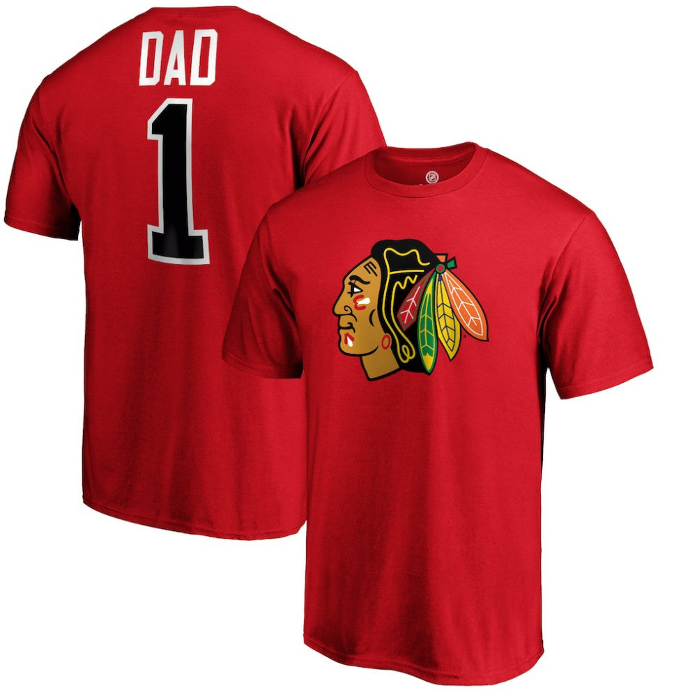 Chicago Blackhawks #1 Dad T-Shirt - Red | US 3990285