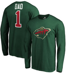 Minnesota Wild #1 Dad Long Sleeve T-Shirt - Green | US 3990324