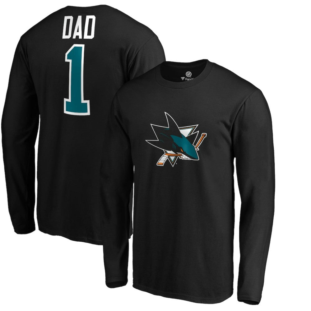 San Jose Sharks #1 Dad Long Sleeve T-Shirt - Black | US 3990333