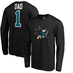 San Jose Sharks #1 Dad Long Sleeve T-Shirt - Black | US 3990333