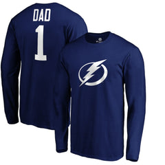 Tampa Bay Lightning #1 Dad Long Sleeve T-Shirt - Blue | US 3990335
