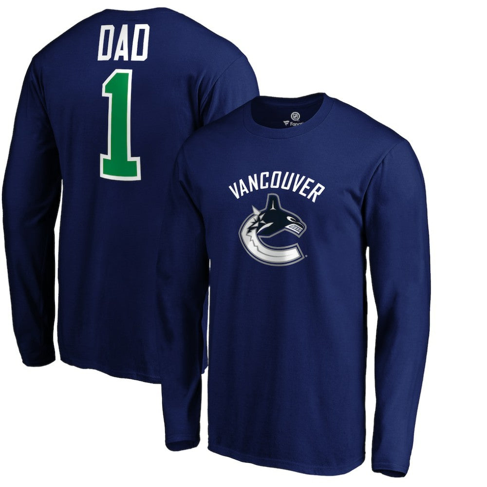 Vancouver Canucks #1 Dad Long Sleeve T-Shirt - Blue | US 3990337