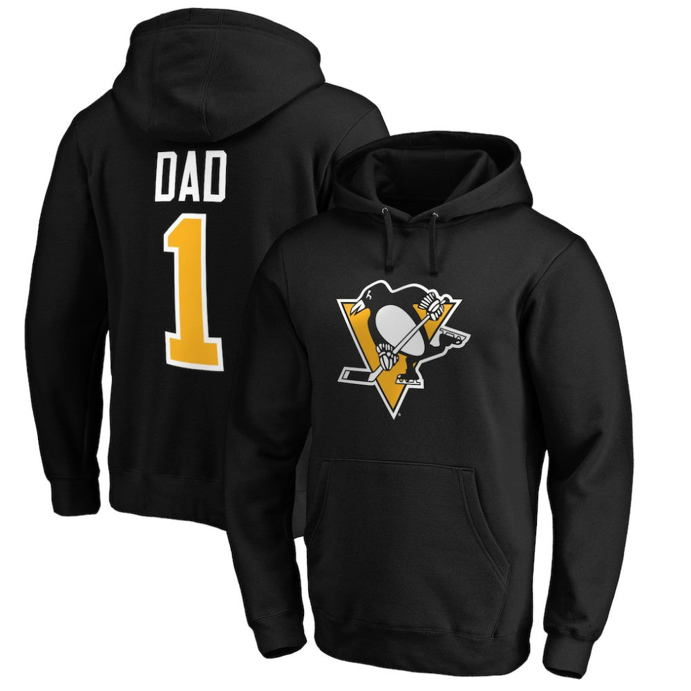 Pittsburgh Penguins #1 Dad Pullover Hoodie - Black | US 3990363
