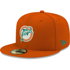 Miami Dolphins New Era Omaha Throwback 59FIFTY Fitted Hat - Orange Hats