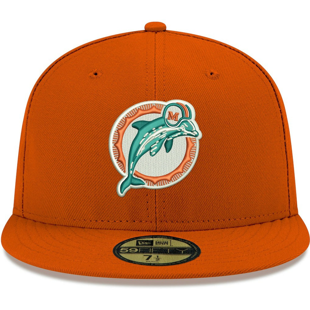 Miami Dolphins New Era Omaha Throwback 59FIFTY Fitted Hat - Orange Hats