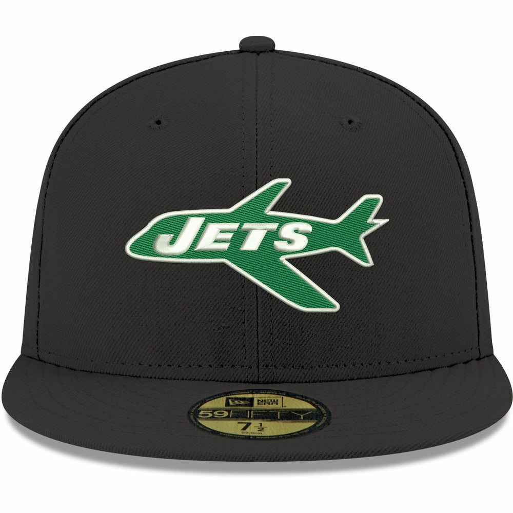 New York Jets New Era Omaha Throwback 59FIFTY Fitted Hat - Black Hats