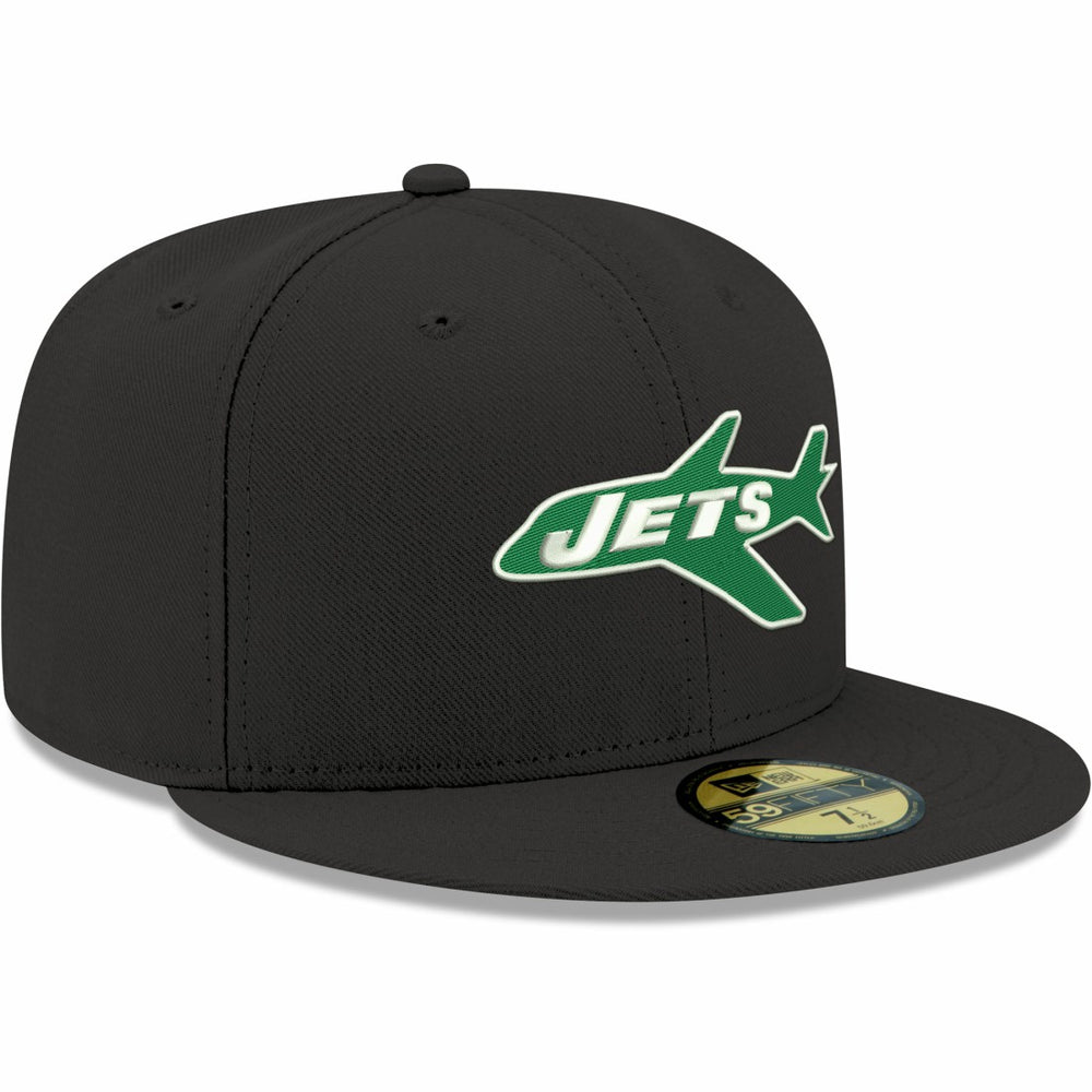New York Jets New Era Omaha Throwback 59FIFTY Fitted Hat - Black Hats