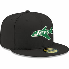 New York Jets New Era Omaha Throwback 59FIFTY Fitted Hat - Black Hats