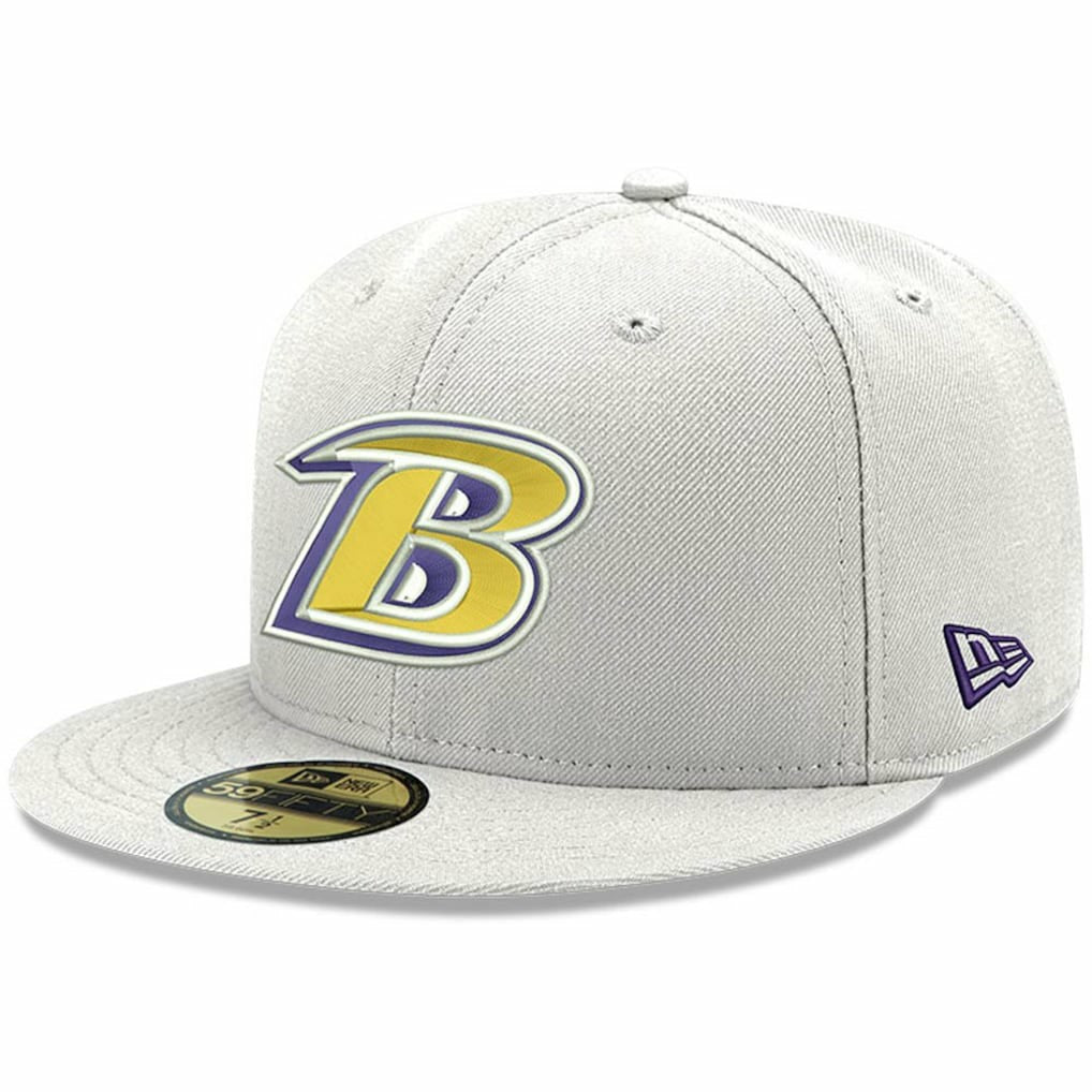Baltimore Ravens New Era Omaha Lettermark 59FIFTY Fitted Hat - White Hats