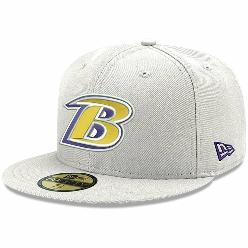 Baltimore Ravens New Era Omaha Lettermark 59FIFTY Fitted Hat - White Hats