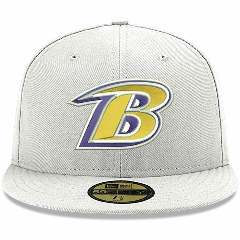 Baltimore Ravens New Era Omaha Lettermark 59FIFTY Fitted Hat - White Hats