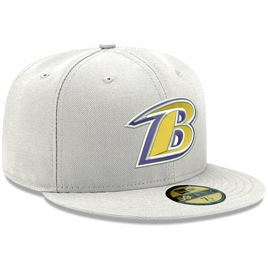 Baltimore Ravens New Era Omaha Lettermark 59FIFTY Fitted Hat - White Hats