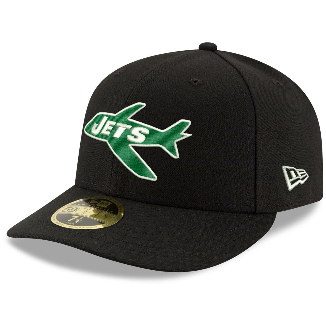New York Jets New Era Omaha Throwback Low Profile 59FIFTY Fitted Hat - Black Hats