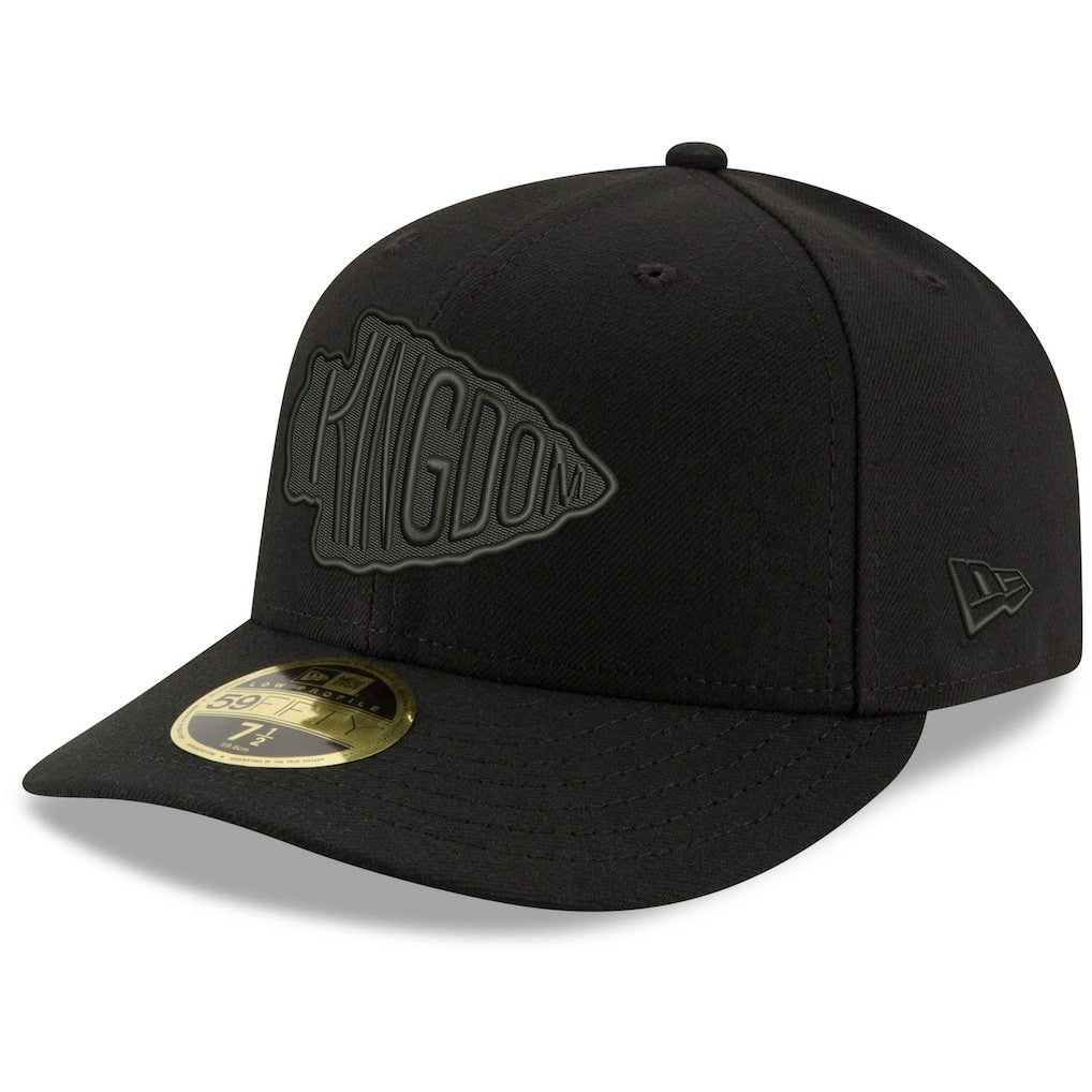 Kansas City Chiefs New Era Alternate Logo Black on Black Low Profile 59FIFTY II Fitted Hat - Black Hats