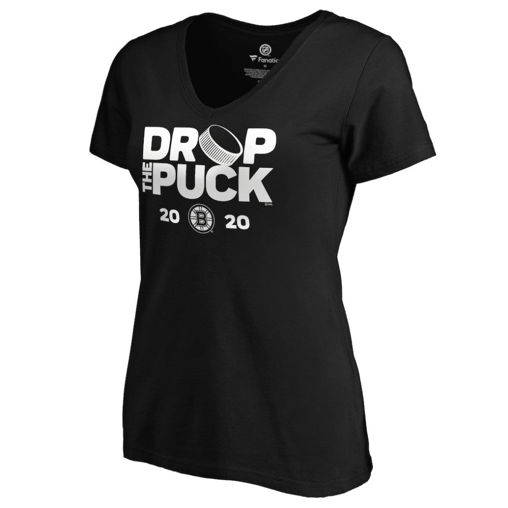 Boston Bruins Women's Drop the Puck V-Neck T-Shirt - Black | US 4001717