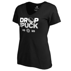 Boston Bruins Women's Drop the Puck V-Neck T-Shirt - Black | US 4001717