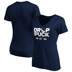 Columbus Blue Jackets Women's Drop the Puck V-Neck T-Shirt - Navy | US 4001723