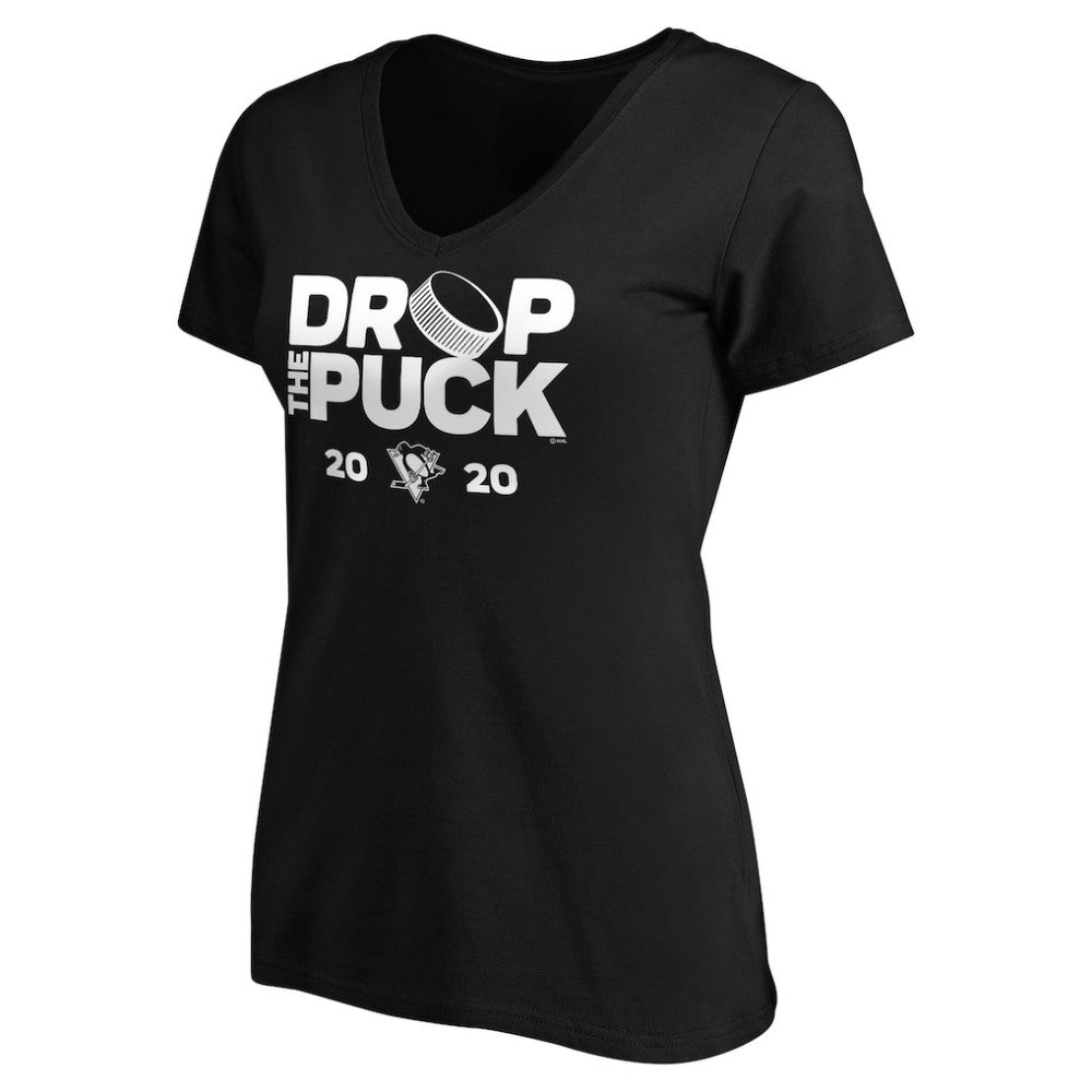 Pittsburgh Penguins Women's Drop the Puck V-Neck T-Shirt - Black | US 4001736