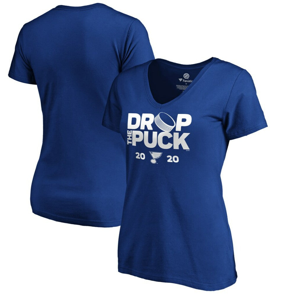 St. Louis Blues Women's Drop the Puck V-Neck T-Shirt - Royal | US 4001738