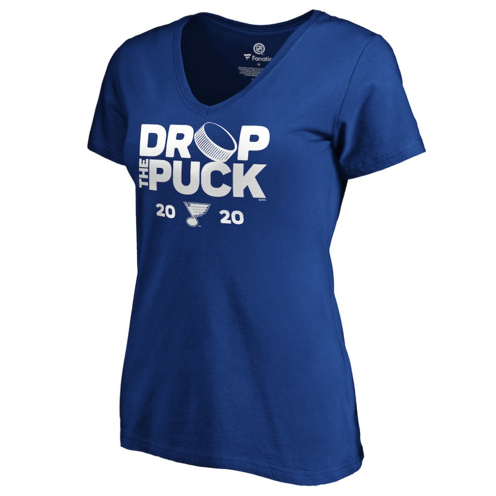 St. Louis Blues Women's Drop the Puck V-Neck T-Shirt - Royal | US 4001738