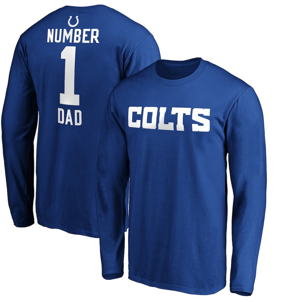 Indianapolis Colts #1 Dad Long Sleeve Team Logo T-Shirt - Royal T-shirts
