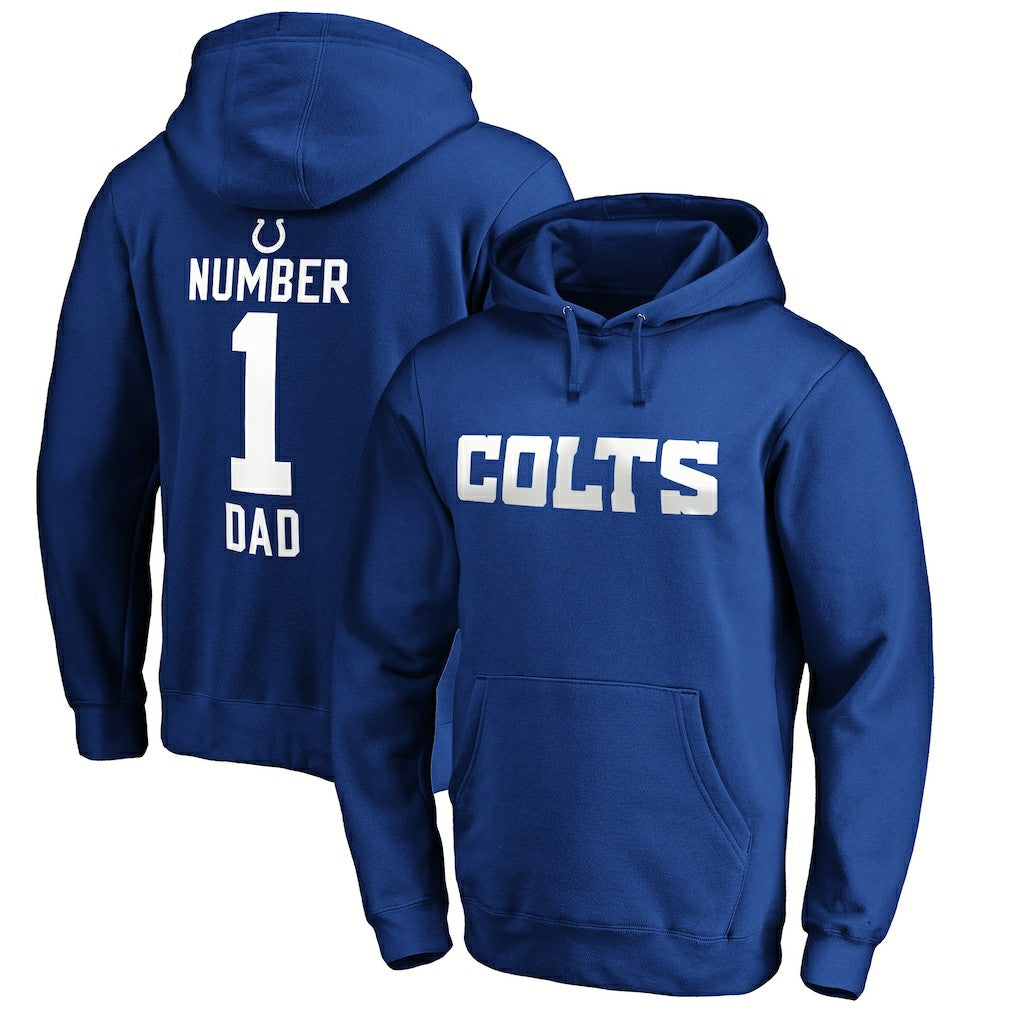 Indianapolis Colts #1 Dad Pullover Hoodie - Royal Hoodies