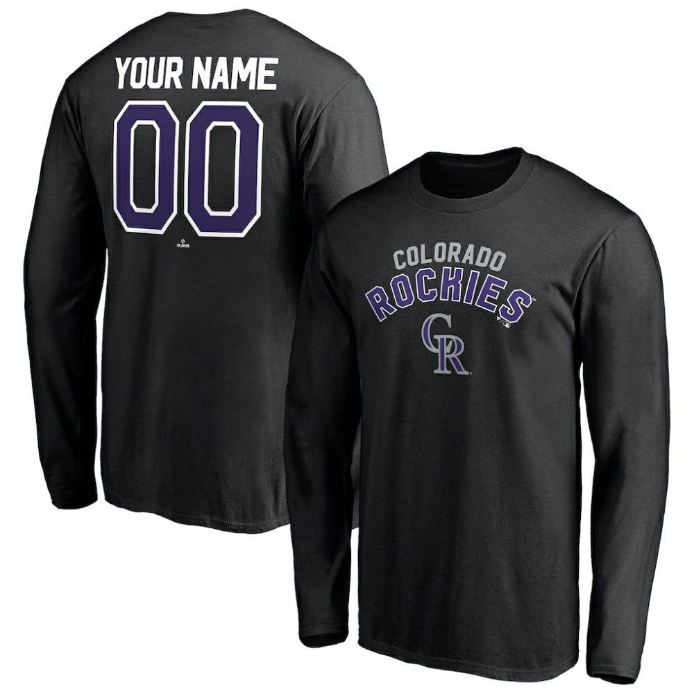 Colorado Rockies Personalized Winning Streak Name & Number Long Sleeve T-Shirt - Black T-shirts