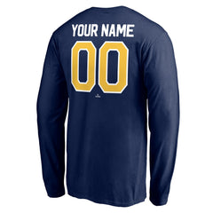 Milwaukee Brewers Personalized Winning Streak Name & Number Long Sleeve T-Shirt - Navy T-shirts