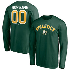 Athletics Personalized Winning Streak Name & Number Long Sleeve T-Shirt - Green T-shirts