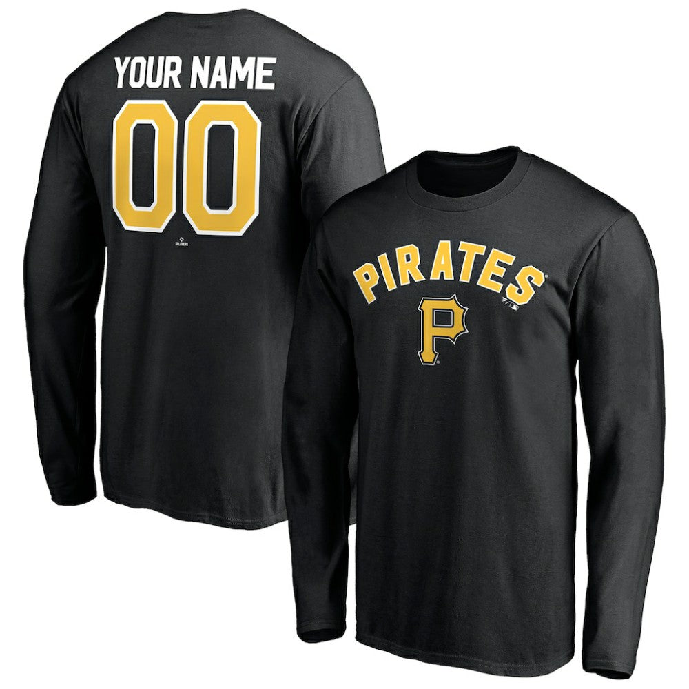 Pittsburgh Pirates Personalized Winning Streak Name & Number Long Sleeve T-Shirt - Black T-shirts
