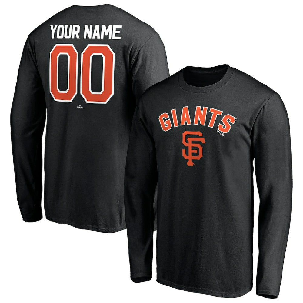 San Francisco Giants Personalized Winning Streak Name & Number Long Sleeve T-Shirt - Black T-shirts