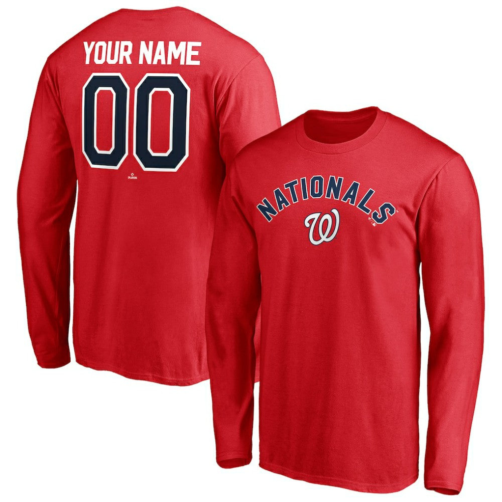 Washington Nationals Personalized Winning Streak Name & Number Long Sleeve T-Shirt - Red T-shirts