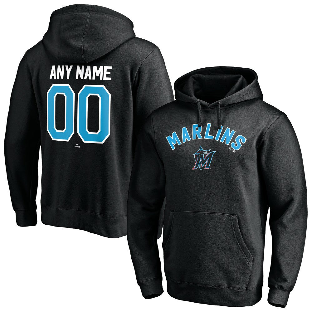 Miami Marlins Personalized Winning Streak Name & Number Pullover Hoodie - Black Hoodies